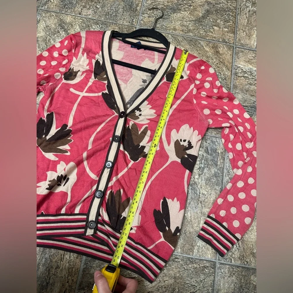 Boden Pink Floral Cardigan- 100% Wool